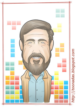 Cartoon: Alexey Pajitnov (medium) by Freelah tagged alexey,pajitnov