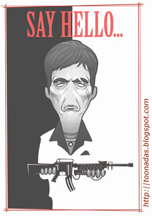 Cartoon: Scarface (medium) by Freelah tagged al,pacino,scarface,little,friend