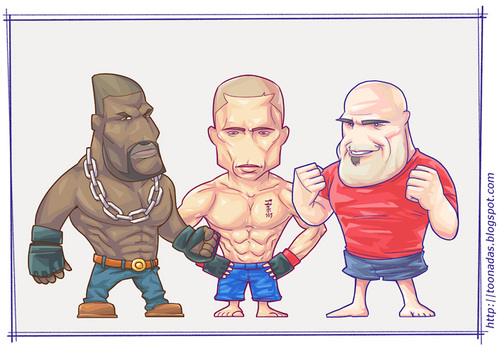 Cartoon: UFC Fighters (medium) by Freelah tagged mma,fighters,champions
