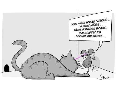Cartoon: Die Sitzung mit der Maus (medium) by philippsturm tagged vegan,vegetarian,vegetarisch,mouse,maus,katzen,cat,catcontent,hypnose,hypnosis,tomandjerry