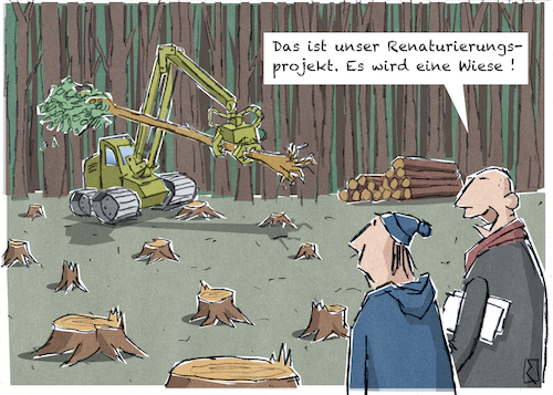 Cartoon: Wiese (medium) by Jan Rieckhoff tagged wald,waldsterben,waldgebiet,forst,baum,baumstumpf,laub,nadelholz,nutzholz,holz,brett,stamm,fällen,säge,sägen,absägen,vernichten,vernichtung,roden,rodung,maschine,automatisierung,harvester,entrinden,zweig,ast,entasten,natur,verlust,umwelt,schutz,ökologie,bewahrung,nachhaltig,klima,katastrophe,erwärmung,sauerstoff,chlorophyll,renaturierung,wiederherstellung,wiese,gras,grünfläche,mensch,erholung,cartoon,karikatur,comic,witz,jan,rieckhoff,wald,waldsterben,waldgebiet,forst,baum,baumstumpf,laub,nadelholz,nutzholz,holz,brett,stamm,fällen,säge,sägen,absägen,vernichten,vernichtung,roden,rodung,maschine,automatisierung,harvester,entrinden,zweig,ast,entasten,natur,verlust,umwelt,schutz,ökologie,bewahrung,nachhaltig,klima,katastrophe,erwärmung,sauerstoff,chlorophyll,renaturierung,wiederherstellung,wiese,gras,grünfläche,mensch,erholung,cartoon,karikatur,comic,witz,jan,rieckhoff