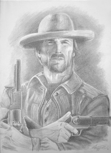 Cartoon: josey wales (medium) by hype tagged clint,eastwood,josey,wales,pencil,canvas