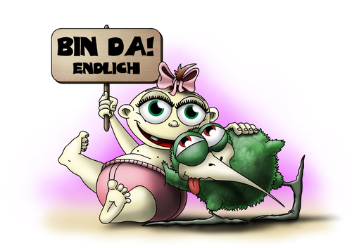 Cartoon: Kiwi Geburt Mädchen (medium) by hype tagged kiwi,geburt,mädchen,bunt,farbe,hype,artwork,digital