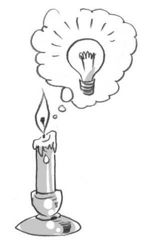 Cartoon: brilliant! (medium) by r8r tagged think,thought,idea,candle,light,bulb,inspiration,inspire,revelation,reveal