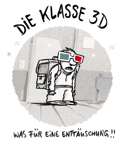 Cartoon: 3 D Effekt (medium) by markus-grolik tagged leistungsgesellschaft,hauptschule,realschule,humankapital,erziehung,rohstoff,kultusministerium,gymnasium,hausaufgabe,einzelkind,grolik,selektion,grundschule,bildungsnotstand,bildung,kindheit,kind,schulklasse,schule,alltag