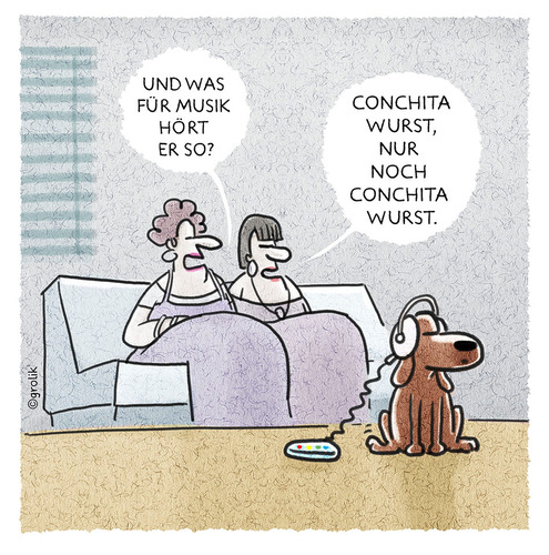 Cartoon: ... (medium) by markus-grolik tagged euro,european,song,contest,esc,wurst,musik,hund,pop,mp3,kopfhörer,damen,wauwau,wau,haustier,cartoon,grolik,euro,european,song,contest,esc,wurst,musik,hund,pop,mp3,kopfhörer,damen,wauwau,wau,haustier,cartoon,grolik