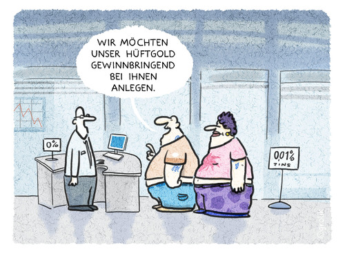 Cartoon: Altersvorsorge (medium) by markus-grolik tagged cartoon,grolik,bankkunden,bad,kunden,sparbuch,sparkassen,sparen,minuszins,zins,banker,bank,hueftgold,speck,geld,bank,beratung,berater,fett