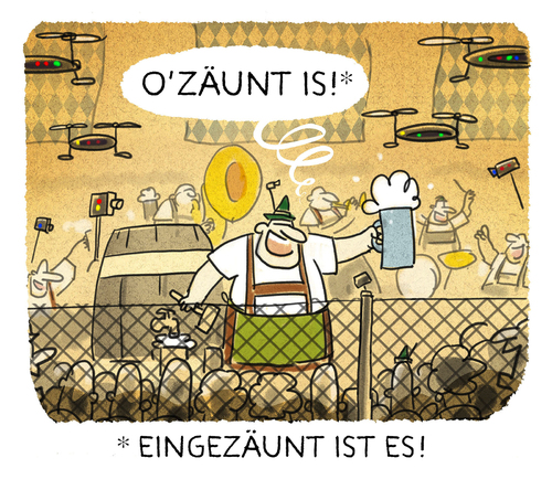 Cartoon: ... (medium) by markus-grolik tagged bier,münchen,is,ozapft,wiesn,oktoberfest,sicherheitszaun,massenveranstaltung,sicherheitszaun,wiesn,ozapft,is,münchen,bier,massenveranstaltung