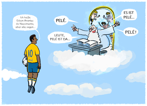 Cartoon: Adeus Pele... (medium) by markus-grolik tagged pele,brasilien,fussball,weltmeister,fussballgott,mythos,legende,pele,brasilien,fussball,weltmeister,fussballgott,mythos,legende