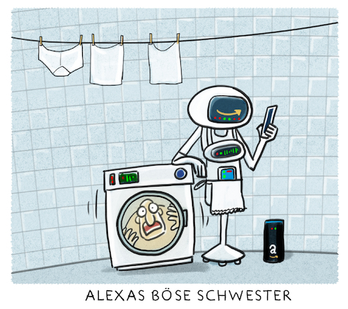 Cartoon: A.I. (medium) by markus-grolik tagged alexa,amazon,künstliche,intelligenz,smart,house,automatisierung,haushalt,roboter,digitalisierung,usa,silikon,valley,google,apple,autonomgrolik,alexa,amazon,künstliche,intelligenz,smart,house,automatisierung,haushalt,roboter,digitalisierung,usa,silikon,valley,google,apple,autonomgrolik