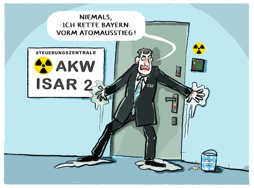 Cartoon: AKW-Aktivisten in Bayern.. (medium) by markus-grolik tagged söder,bayern,csu,landtagswahlen,ministerpräsident,energieversorgung,strom,atomausstieg,ampel,habeck,atomkraft,akw,isar,energiewende,deutschland,windkraft,erneuerbare,energien,söder,bayern,csu,landtagswahlen,ministerpräsident,energieversorgung,strom,atomausstieg,ampel,habeck,atomkraft,akw,isar,energiewende,deutschland,windkraft,erneuerbare,energien