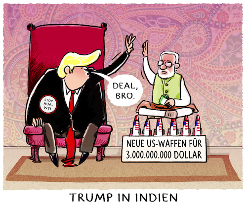 Cartoon: Aufrüstung... (medium) by markus-grolik tagged waffen,usa,donald,trump,modi,indien,china,vormachtstellung,weltmacht,atommacht,delhihuawei,pentagon,peking,5g,waffen,usa,donald,trump,modi,indien,china,vormachtstellung,weltmacht,atommacht,delhihuawei,pentagon,peking,5g