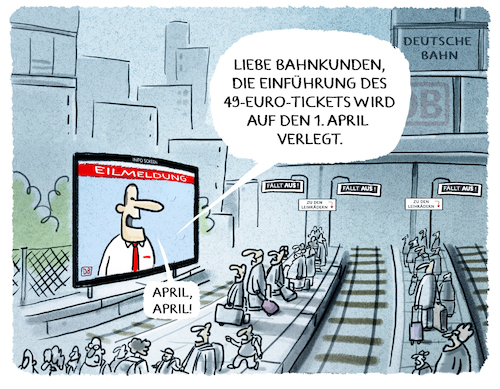 Cartoon: Bahnscherze.. (medium) by markus-grolik tagged oepnv,tarife,bahn,mobiltaetswende,verkehrswende,aprilscherz,wissing,fdp,verkehrsminister,49,euro,ticket,nahverjehr,oepnv,tarife,bahn,mobiltaetswende,verkehrswende,aprilscherz,wissing,fdp,verkehrsminister,49,euro,ticket,nahverjehr