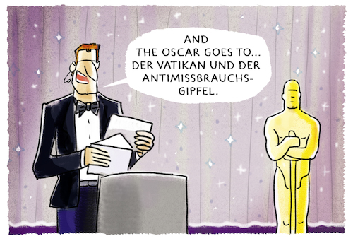 Cartoon: ...best actor... (medium) by markus-grolik tagged papat,oscar,actor,anitmissbrauchsgipfel,missbrauch,kirche,katholisch,religion,papat,oscar,actor,anitmissbrauchsgipfel,missbrauch,kirche,katholisch,religion