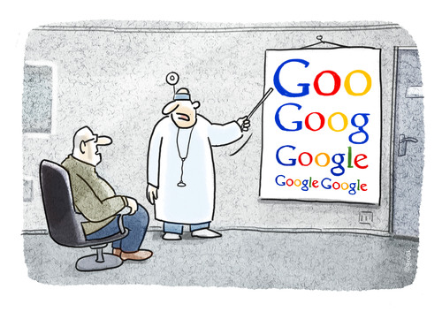 Cartoon: Die Googlebrille kommt... (medium) by markus-grolik tagged grolik,cartoon,googlemaps,optiker,optik,brillentest,brille,google