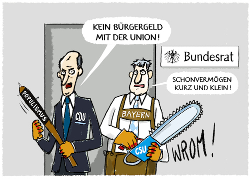 Cartoon: Merz und Söder (medium) by markus-grolik tagged merz,cdu,csu,union,bundesrat,blockade,buergergeld,ampel,bund,laender,zustimmung,deutschland,hartz,arbeitslose,schonvermoegen,aktivismus,klimakleber,protestformen,merz,cdu,csu,union,bundesrat,blockade,buergergeld,ampel,bund,laender,zustimmung,deutschland,hartz,arbeitslose,schonvermoegen,aktivismus,klimakleber,protestformen