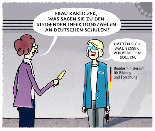 Cartoon: Bundesbildungsministerin... (medium) by markus-grolik tagged bundesbildungsministerin,karliczek,forschung,bildung,cdu,groko,kultusminister,schulen,infektionszahlen,kinder,durchseuchung,grundschulen,ansteckung,luftfilter,schutzmassnahmen,bundesbildungsministerin,karliczek,forschung,bildung,cdu,groko,kultusminister,schulen,infektionszahlen,kinder,durchseuchung,grundschulen,ansteckung,luftfilter,schutzmassnahmen