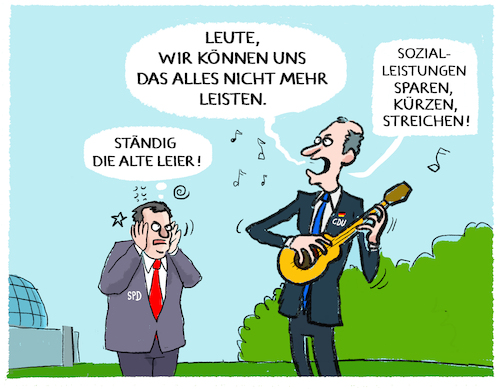 Cartoon: CDU-Ohrwurm... (medium) by markus-grolik tagged merz,klingbeil,spd,cdu,csu,regierung,berlin,sparen,ausgaben,sozialstaat,bürgergeld,deutschland,abbau,ohrwurm,militär,sondermögen,schuldenbremse,schulden,merz,klingbeil,spd,cdu,csu,regierung,berlin,sparen,ausgaben,sozialstaat,bürgergeld,deutschland,abbau,ohrwurm,militär,sondermögen,schuldenbremse,schulden