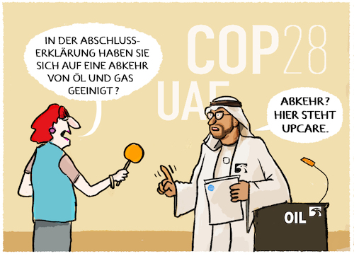 Cartoon: COP 28 Ergebnis... (medium) by markus-grolik tagged co2,ausstoss,emissionen,dubai,weltklimakonferenz,deutschland,erderwaermung,abkehr,upcare,klimawandel,oel,gas,energie,energiewirtschaft,industrie,suadi,arabien,katar,cop28,klimakonferenz,gipfel,co2,ausstoss,emissionen,dubai,weltklimakonferenz,deutschland,erderwaermung,abkehr,upcare,klimawandel,oel,gas,energie,energiewirtschaft,industrie,suadi,arabien,katar,cop28,klimakonferenz,gipfel