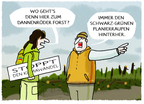 Cartoon: Dannenröder Abforstung (medium) by markus-grolik tagged wald,abforsten,abholzen,protest,proteste,abroden,roden,rodung,klimawandel,demo,demonstrieren,dannenröder,forst,hessen,grüne,cdu,wald,abforsten,abholzen,protest,proteste,abroden,roden,rodung,klimawandel,demo,demonstrieren,dannenröder,forst,hessen,grüne,cdu