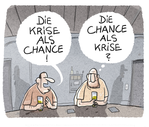 Cartoon: Dauerkrise (medium) by markus-grolik tagged krise,cahnce,flüchtlingskrise,krisentalk,pessimismus,optimismus,cartoon,grolik,krise,cahnce,flüchtlingskrise,krisentalk,pessimismus,optimismus,cartoon,grolik