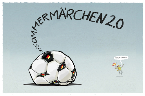 Cartoon: Deutsches EM-Aus... (medium) by markus-grolik tagged em,fussball,deutschland,dfb,spanien,europameisterschaft,sommermaerchen,stimmungsumschwung,em,fussball,deutschland,dfb,spanien,europameisterschaft,sommermaerchen,stimmungsumschwung