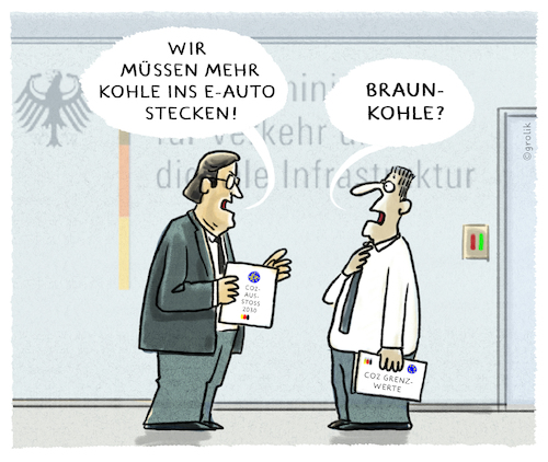 Cartoon: ...Elektromobilität... (medium) by markus-grolik tagged scheuer,europa,grenzwerte,diesel,co2,ausstossklimaziele,2030,kohlndioxid,auto,elektroauto,autoindustrie,tesla,vw,bmw,daimler,audi,brüssel,eu,kohle,kohleausstieg,braunkohle,zukunft,verbrennungsmotor,erneuerbare,energiefahrverbote,scheuer,europa,grenzwerte,diesel,co2,ausstossklimaziele,2030,kohlndioxid,auto,elektroauto,autoindustrie,tesla,vw,bmw,daimler,audi,brüssel,eu,kohle,kohleausstieg,braunkohle,zukunft,verbrennungsmotor,erneuerbare,energiefahrverbote