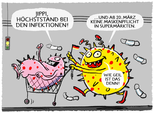 Cartoon: Ende der Maskenpflicht... (medium) by markus-grolik tagged ende,der,maskenpflicht,corona,omikron,infektion,sommerwelle,deutschland,ampel,fdp,buschmann,lauterbach,supermaerkte,ansteckung,inzidenzen,impfquote,massnahmen,freedom,day,ende,der,maskenpflicht,corona,omikron,infektion,sommerwelle,deutschland,ampel,fdp,buschmann,lauterbach,supermaerkte,ansteckung,inzidenzen,impfquote,massnahmen,freedom,day