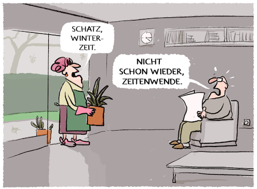 Cartoon: Ende der Sommerzeit... (medium) by markus-grolik tagged winterzeit,zeitumstellung,sommerzeit,zeit,europa,zeitenwende,winterzeit,zeitumstellung,sommerzeit,zeit,europa,zeitenwende