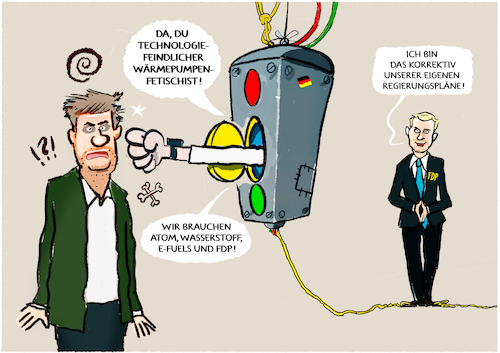 Cartoon: FDP-Ampelpartner (medium) by markus-grolik tagged ampel,habeck,lindner,waermepumpen,fdp,parteitag,deutschland,atom,wassertoff,efuels,technik,wirtschaft,strom,heizen,korrektiv,grüne,spd,ampel,habeck,lindner,waermepumpen,fdp,parteitag,deutschland,atom,wassertoff,efuels,technik,wirtschaft,strom,heizen,korrektiv,grüne,spd