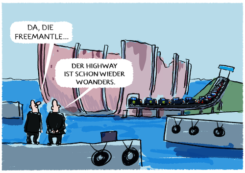 Cartoon: Feemantle Highway.... (medium) by markus-grolik tagged abwracken,tanker,containerschiff,freemantel,highway,autos,autobahnen,umwelt,katastrophe,wattenmeer,abwracken,tanker,containerschiff,freemantel,highway,autos,autobahnen,umwelt,katastrophe,wattenmeer