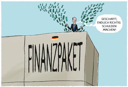 Cartoon: Fritze unboxing Sondervermögen.. (medium) by markus-grolik tagged finanzpaket,schuldenbremse,deutschland,merz,bundesrat,bundestag,bundespraesident,groko,cdu,csu,spd,finanzpaket,schuldenbremse,deutschland,merz,bundesrat,bundestag,bundespraesident,groko,cdu,csu,spd