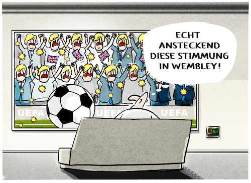 Cartoon: Fussball... (medium) by markus-grolik tagged uefa,profitgier,fussballbegeisterung,fussball,em,pandemie,zuschauer,ansteckung,london,wembley,europa,england,dänemark,boris,johnson,populismus,brexit,stimmung,nationalismus,uefa,profitgier,fussballbegeisterung,fussball,em,pandemie,zuschauer,ansteckung,london,wembley,europa,england,dänemark,boris,johnson,populismus,brexit,stimmung,nationalismus