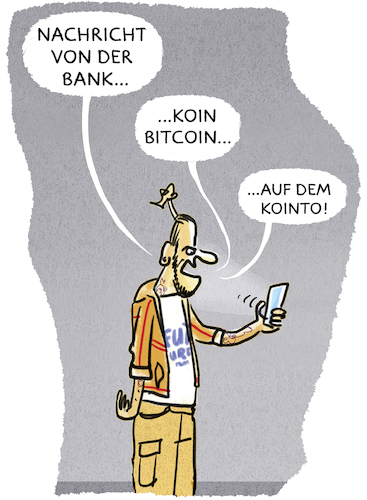 Cartoon: ...Geld 4.0 (medium) by markus-grolik tagged bitcoin,euro,finanzen,fintec,banken,girokonto,konto,sparer,sparbuch,bank,geld,währung,digital,bitcoin,euro,finanzen,fintec,banken,girokonto,konto,sparer,sparbuch,bank,geld,währung,digital