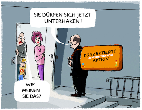 Cartoon: Gemeinsam unterhaken... (medium) by markus-grolik tagged konzertierte,aktion,scholz,inflation,lohn,preis,spirale,deutschland,familien,lebensmittel,energie,mehrwertsteuer,gewerkschaften,bundesregierung,ampel,konzertierte,aktion,scholz,inflation,lohn,preis,spirale,deutschland,familien,lebensmittel,energie,mehrwertsteuer,gewerkschaften,bundesregierung,ampel