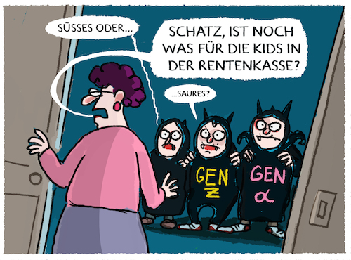 Generationengerechtigkeit... (medium) Cartoon: Generationengerechtigkeit... (medium) by markus-grolik tagged halloween,boomer,rente,rentner,suesses,saures,deutschland,generationengerechtigkeit,zukunft,suessigkeiten,lebensstandard,kinder,erwachsene,genz,genalpha,halloween,boomer,rente,rentner,suesses,saures,deutschland,generationengerechtigkeit,zukunft,suessigkeiten,lebensstandard,kinder,erwachsene,genz,genalpha
