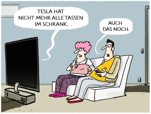 Cartoon: Gigafactory fehlen Kaffeetassen (medium) by markus-grolik tagged auto,autoindustrie,tesla,musk,eauto,gigafactory,cybertruck,fabrik,fehlende,tassen,kaffeetassen,verschwunden,brandenburg,autohersteller,grünheide,auto,autoindustrie,tesla,musk,eauto,gigafactory,cybertruck,fabrik,fehlende,tassen,kaffeetassen,verschwunden,brandenburg,autohersteller,grünheide