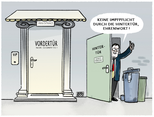 Cartoon: Hintertürchen... (medium) by markus-grolik tagged hintertuer,impfpflicht,cdu,union,fdp,laschet,impfquote,herdenimmunitaet,pandemie,delta,impfverweigerer,querdenker,vip,politik,deutschland,vordertuer,hintertuer,impfpflicht,cdu,union,fdp,laschet,impfquote,herdenimmunitaet,pandemie,delta,impfverweigerer,querdenker,vip,politik,deutschland,vordertuer