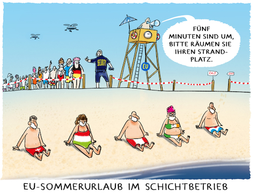 Cartoon: Holidays... (medium) by markus-grolik tagged grolik,sommer,strand,minuten,fuenf,sonnen,leute,anstehen,reihe,inland,ostsee,nordsee,zeit,limit,zeitlimit,europa,eu,corona,urlaub,grenzen,grolik,sommer,strand,minuten,fuenf,sonnen,leute,anstehen,reihe,inland,ostsee,nordsee,zeit,limit,zeitlimit,europa,eu,corona,urlaub,grenzen