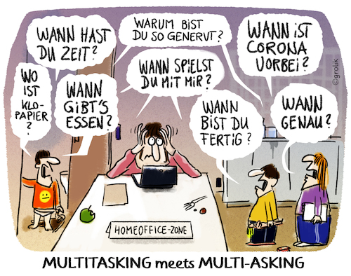 Cartoon: Homeofficing... (medium) by markus-grolik tagged multi,asking,homeoffice,ausgangssperre,corona,familie,arbeit,kinder,multitasking,spiel,langeweile,wohnung,zuhause,multi,asking,homeoffice,ausgangssperre,corona,familie,arbeit,kinder,multitasking,spiel,langeweile,wohnung,zuhause