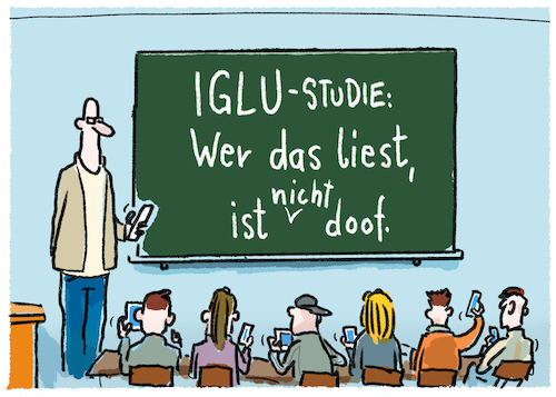 Cartoon: IGLU-Studie 2023 (medium) by markus-grolik tagged iglu,studie,2023,deutschland,schule,grundschule,lesen,schreiben,bildung,lehrer,digitalisierung,iglu,studie,2023,deutschland,schule,grundschule,lesen,schreiben,bildung,lehrer,digitalisierung