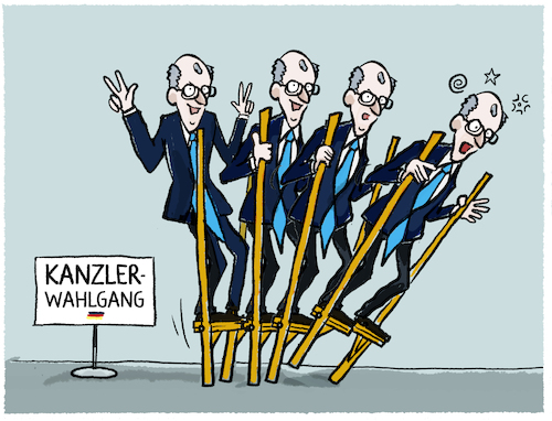 Cartoon: Im ersten Wahlgang durchgefallen (medium) by markus-grolik tagged friedrich,merz,kanzlerwahl,kanzler,bundestag,union,koalition,spd,bundesregierung,demokratie,deutschland,wahlgang,stelzen,arroganz,macht,friedrich,merz,kanzlerwahl,kanzler,bundestag,union,koalition,spd,bundesregierung,demokratie,deutschland,wahlgang,stelzen,arroganz,macht
