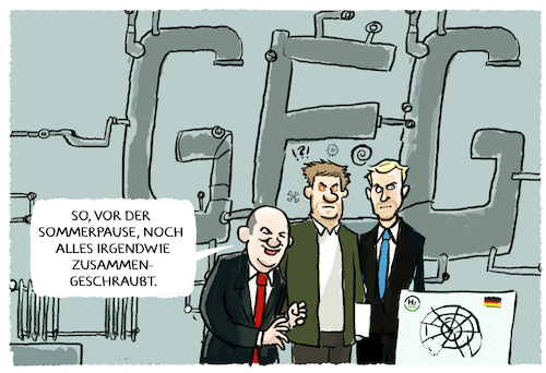 Cartoon: Installationskünstler... (medium) by markus-grolik tagged heizgesetz,ampel,geg,habeck,energie,klimawandel,spd,gruene,fdp,bundestag,verabschiedung,deutschland,klimaziele,lindner,heizgesetz,ampel,geg,habeck,energie,klimawandel,spd,gruene,fdp,bundestag,verabschiedung,deutschland,klimaziele,lindner