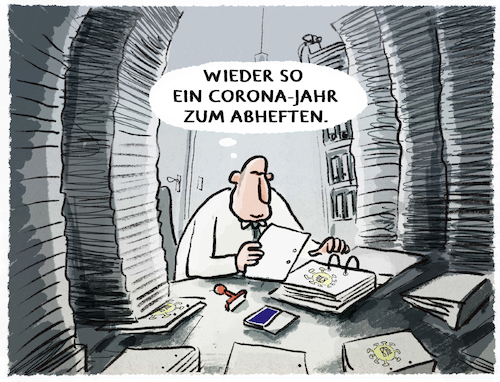 Cartoon: Inventur (medium) by markus-grolik tagged jahresrueckblick,corona,pandemie,silvester,omikron,deutschland,inventur,ausgangssperre,steuer,abheften,ordner,buero,resuemee,bilanz,wirtschaft,einzelhandel,2g,jahresrueckblick,corona,pandemie,silvester,omikron,deutschland,inventur,ausgangssperre,steuer,abheften,ordner,buero,resuemee,bilanz,wirtschaft,einzelhandel,2g