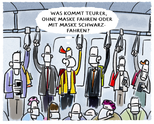 Cartoon: Maske im ÖPNV (medium) by markus-grolik tagged corona,kostenfreier,personennahverkehr,schwarzfahren,maskenpflicht,mundschutz,oepnv,verkehr,faehrt,karikatur,maske,masken,tragen,teuer,bussgeld,bussgelder,corona,kostenfreier,personennahverkehr,schwarzfahren,maskenpflicht,mundschutz,oepnv,verkehr,faehrt,karikatur,maske,masken,tragen,teuer,bussgeld,bussgelder