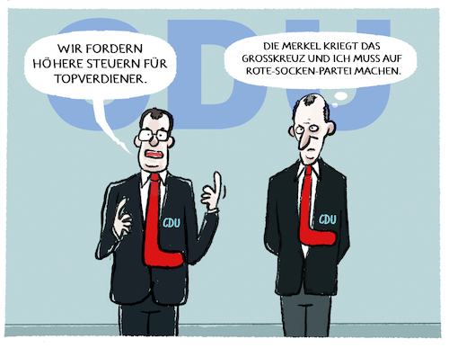 Cartoon: Oppositions-Union... (medium) by markus-grolik tagged merz,spahn,union,cdu,csu,steuern,steuererhoehung,topverdiener,besserverdiener,deutschland,merkel,grosskreuz,bundesverdienstkreuz,opposition,linkspartei,rote,socken,merz,spahn,union,cdu,csu,steuern,steuererhoehung,topverdiener,besserverdiener,deutschland,merkel,grosskreuz,bundesverdienstkreuz,opposition,linkspartei,rote,socken