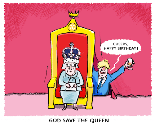 Cartoon: Platinum Jubilee (medium) by markus-grolik tagged oueen,elisabeth,england,london,grossbritannien,koenigshaus,royals,monarchie,jubilaeum,boris,johnson,brexit,partygate,oueen,elisabeth,england,london,grossbritannien,koenigshaus,royals,monarchie,jubilaeum,boris,johnson,brexit,partygate