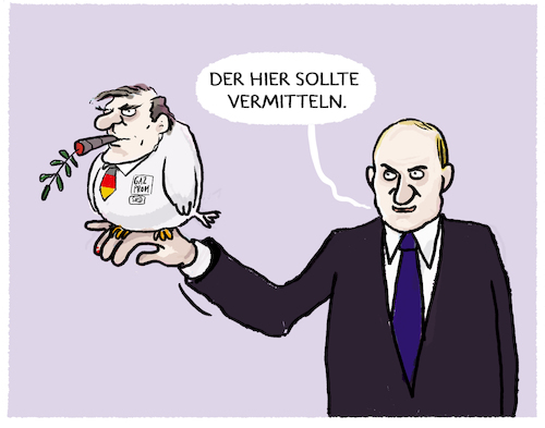 Cartoon: Putin wünscht... (medium) by markus-grolik tagged putin,russland,ukraine,selensky,krieg,waffenruhe,vermittler,verhandlungen,gerhard,schroeder,exkanzler,gazprom,gas,oel,spd,nordstream,deutschland,putin,russland,ukraine,selensky,krieg,waffenruhe,vermittler,verhandlungen,gerhard,schroeder,exkanzler,gazprom,gas,oel,spd,nordstream,deutschland