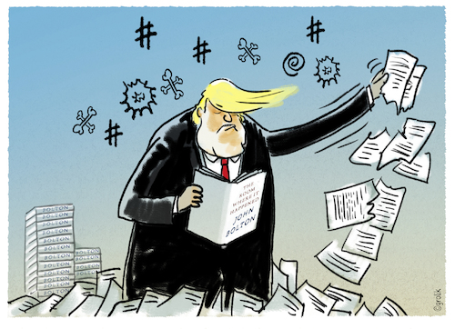 Cartoon: Readers Digest..... (medium) by markus-grolik tagged bolton,donald,trump,impeachment,usa,us,ukraine,bolton,donald,trump,impeachment,usa,us,ukraine