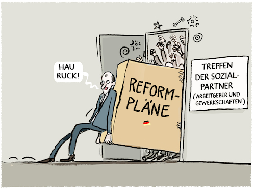 Cartoon: Reformpläne... (medium) by markus-grolik tagged reformplaene,reformen,deutschland,merz,regierung,sozialstaat,sozialprtner,treffen,kanzleramt,reformpaket,reformplaene,reformen,deutschland,merz,regierung,sozialstaat,sozialprtner,treffen,kanzleramt,reformpaket